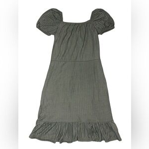 Girls Ribbed Over The Shoulder Olive Green Dress